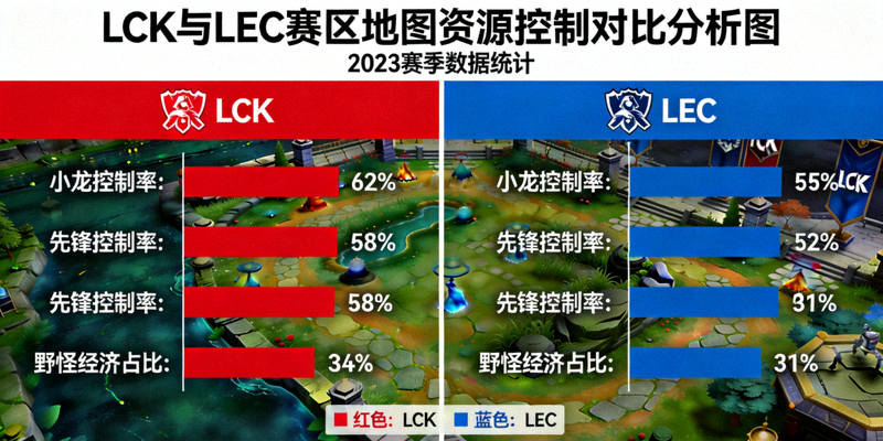 LCK与LEC赛区地图资源控制对比分析图